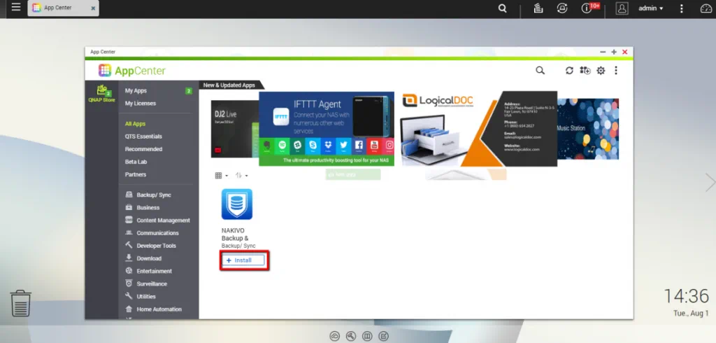 Instale NAKIVO Backup & Replication en su almacenamiento conectado a red QNAP.