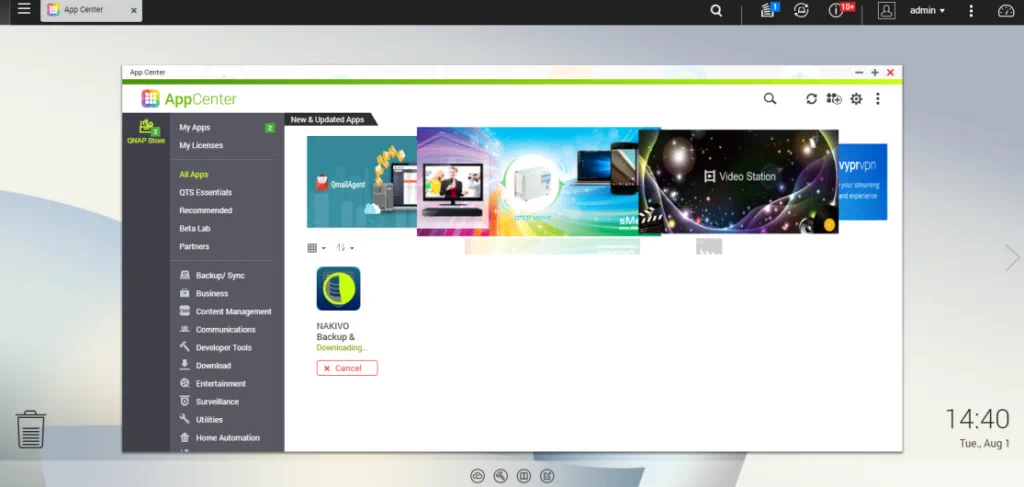 Abra el App Center de su almacenamiento en red QNAP