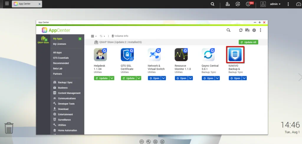 Instale NAKIVO Backup & Replication en su almacenamiento conectado a red QNAP.