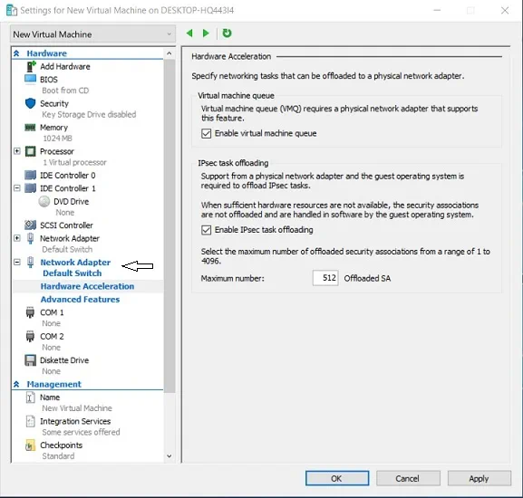 Configuración de la aceleración de hardware para adaptadores de red Hyper-V