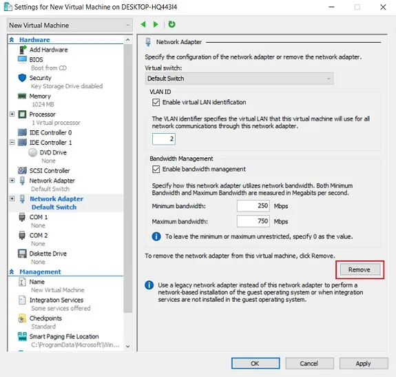 Configuración de adaptadores de red Hyper-V