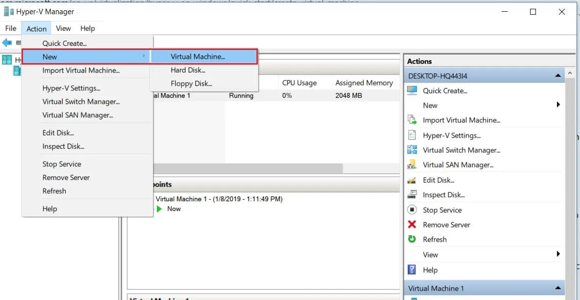 Creating New VM with Hyper-V Manager