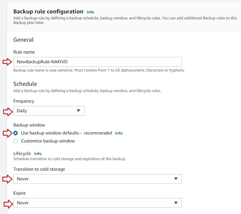 Backup Rule Configuration in AWS EC2 Backup