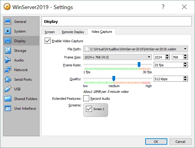 How to use VirtualBox for recording video from VMs.