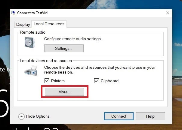 Local Resources (Hyper-V USB Passthrough)