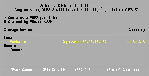 A USB flash drive is recognized by the ESXi installer as a disk to install ESXi