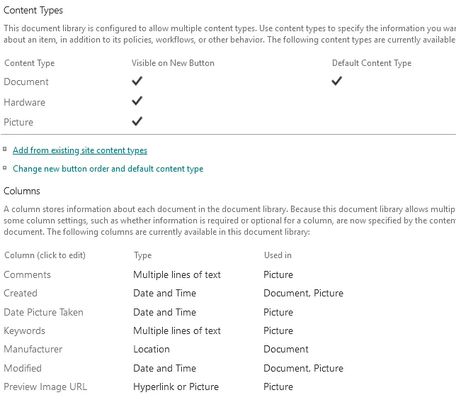 Adición de tipos de contenido personalizados a una biblioteca para la gestión de documentos de SharePoint