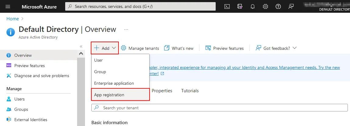Backup to Azure blob storage – app registration in Azure AD