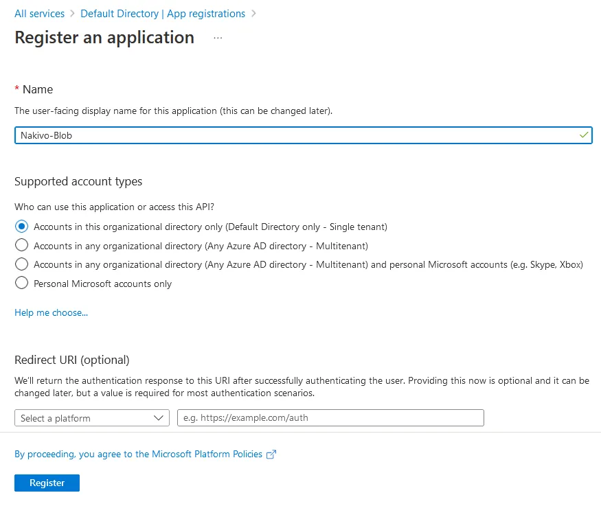 How to back up to Azure – registering a backup application