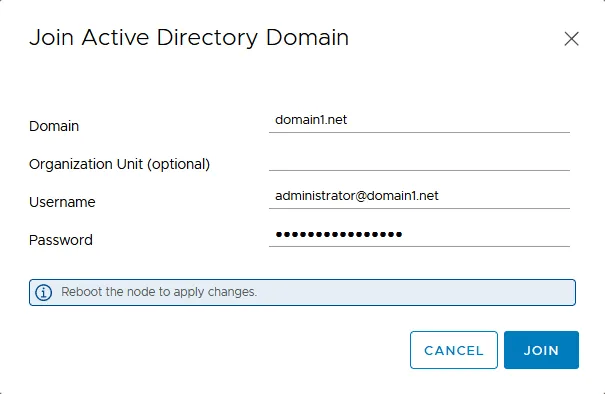 Configuring the vCenter SSO domain using integration with Active Directory