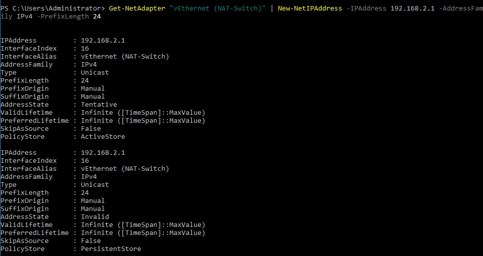 Setting the IP address for the network interface used for NAT