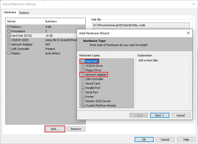 Hinzufügen einer neuen virtuellen Festplatte zur VM