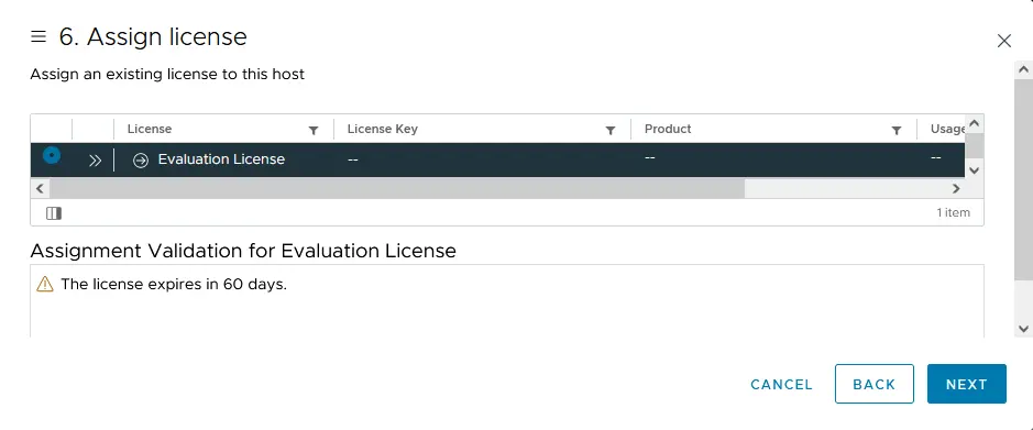 Zuweisen der Lizenz zu einem ESXi-Host