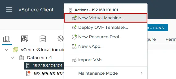 Erstellen einer neuen virtuellen Maschine mit VMware vSphere Client