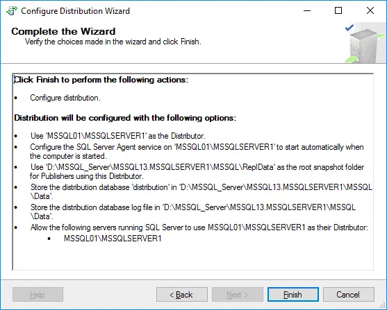 Finishing configuring distribution