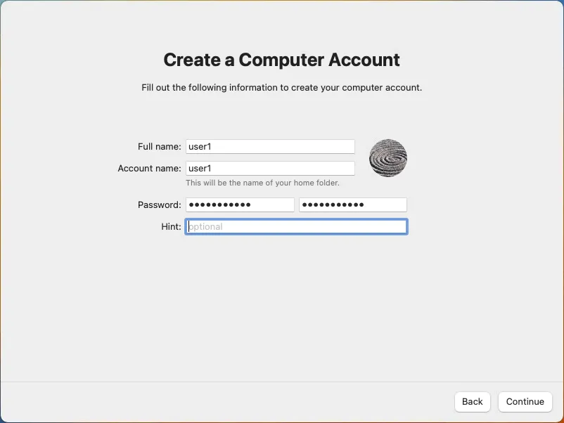 creating a macOS user