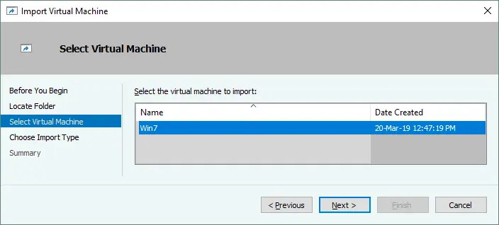 Selecting a Hyper-V VM template from the list