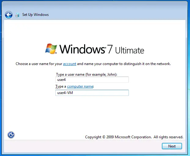 Windows Setup Wizard is running after starting the VM clone