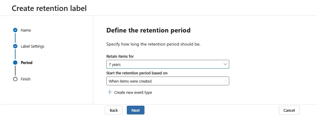 Defining the retention period