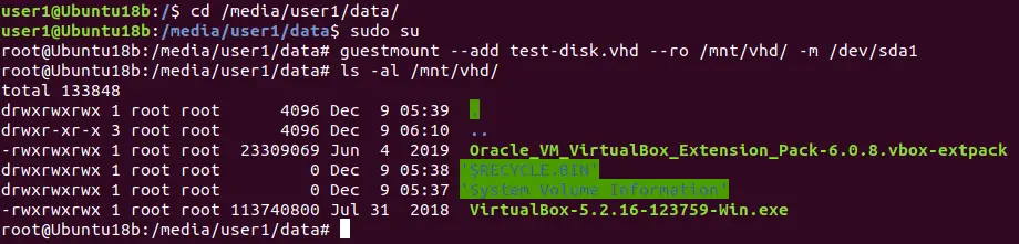 Check the virtual disk content