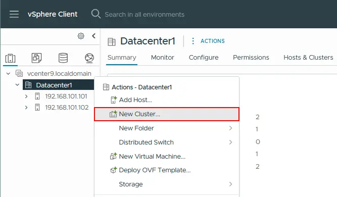Creating a new ESXi cluster