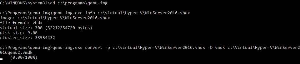Using qemu-img as VHD to VMDK converter