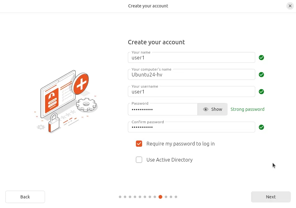 Configuring the computer’s name, username and password