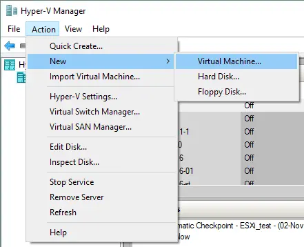 Creating a new VM in Hyper-V Manager