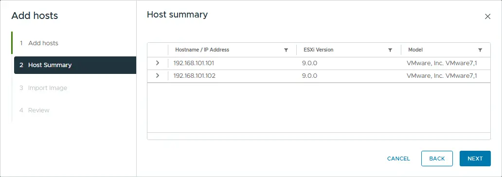 Checking the host summary