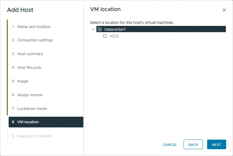 Choosing the VM location