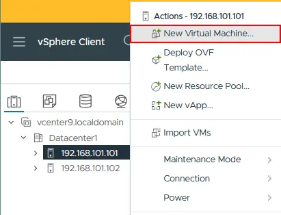 Creating a new virtual machine with VMware vSphere Client
