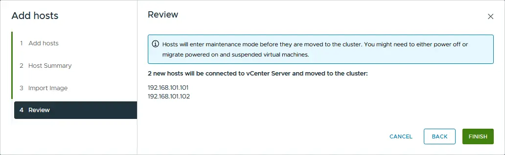 Ready to complete the creation of the ESXi cluster