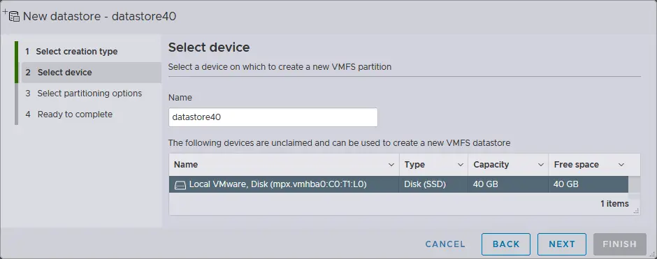 Selecting a disk device