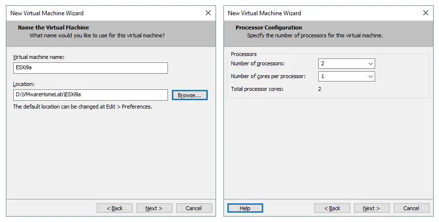Setting the name, location and processor configuration