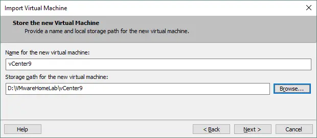 Setting the VM location