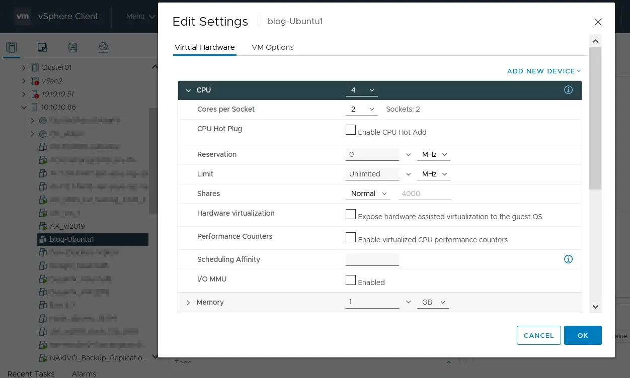 Configuring processors and the number of cores per CPU