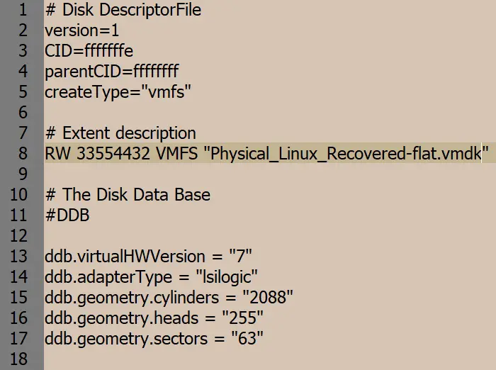 Editing the virtual disk descriptor after renaming virtual disk files