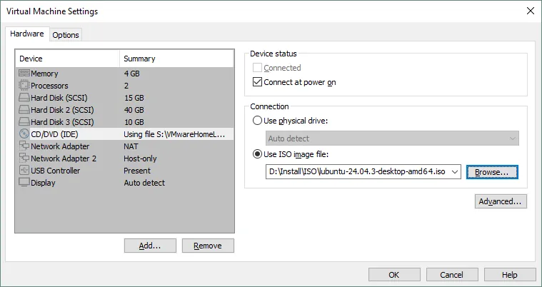 Selecting the ISO file