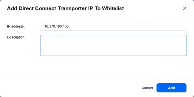 Entering an IP address and description