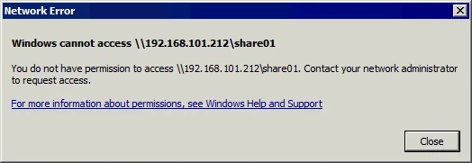 Access denied error for a shared folder