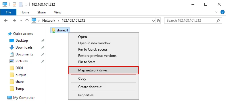 Map network drive option