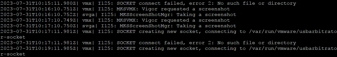 Contents of vmware.log