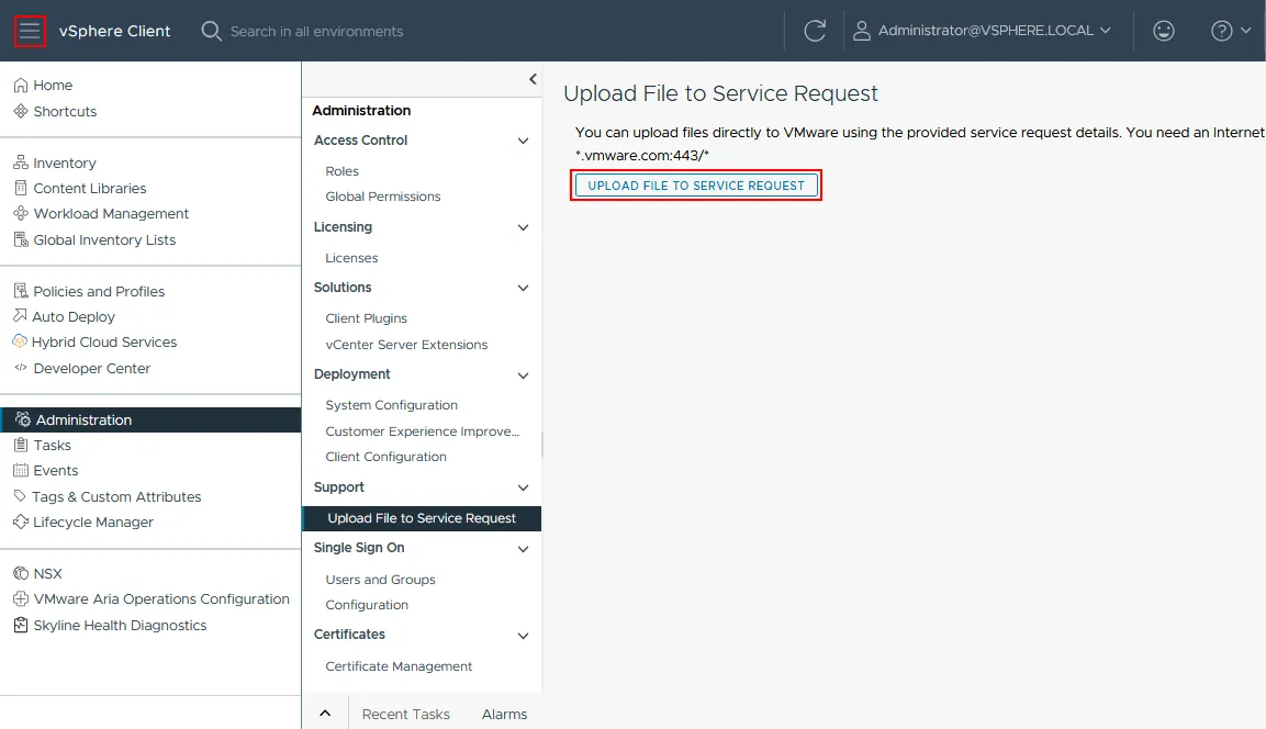 Uploading a file to a service request