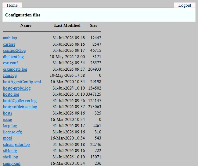 Viewing ESXi logs in a web browser