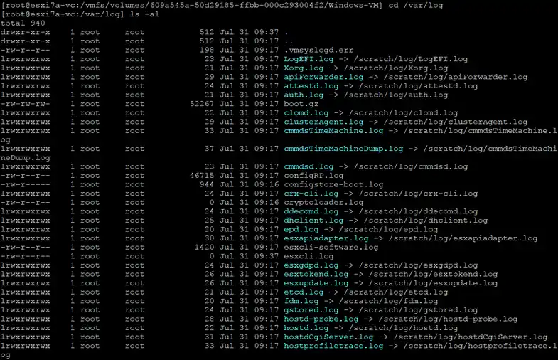 Viewing ESXi logs via SSH