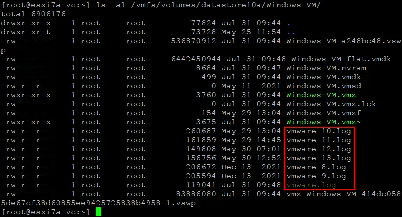 vmware.log location on a datastore