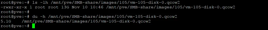 Checking QCOW2 disk usage on SMB storage