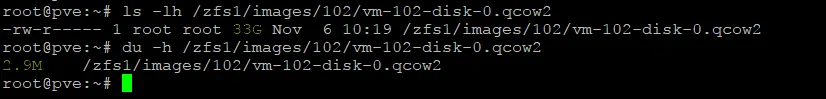 Checking the physical size of a QCOW2 disk