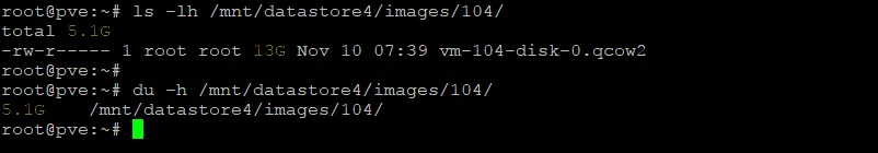 Checking the size of a QCOW2 disk in the directory datastore