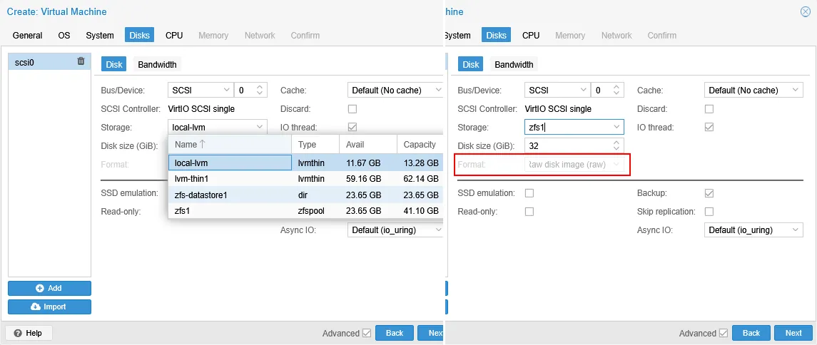 Comparing disk options for a ZFS pool and a ZFS directory datastore